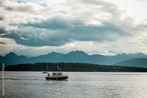 Little boat floating on the sea