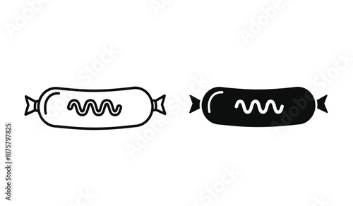 Two candy icons in black and white with wavy lines on them