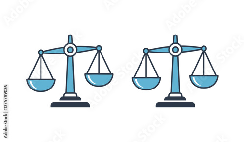 Two blue scales side by side on a for balance and equality concepts