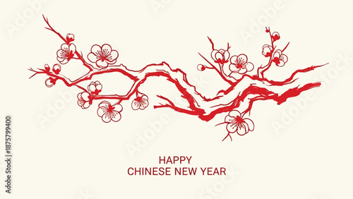 Vibrant cherry blossom branch for Chinese New Year celebration