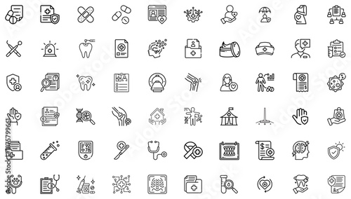 Collection of medical and healthcare with background science technology