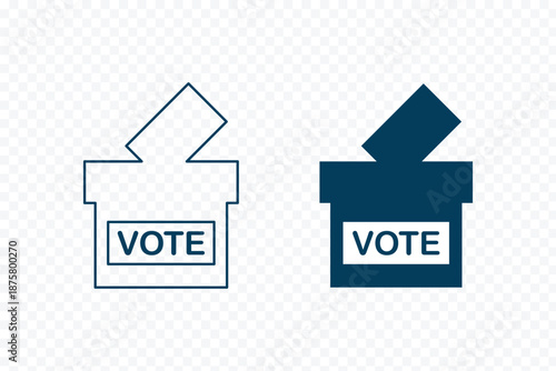 Voting icons vector symbol with editable stroke lines for web designs. voting box with ballot paper, vector illustration. Voting icon in line design. flat design style. Voting ballot box icon set.