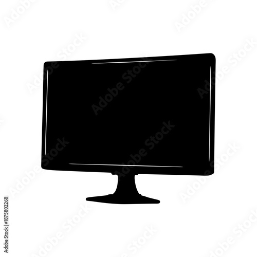 Black computer monitor display screen technology lcd desktop pc electronics vector graphic design