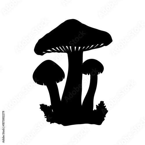 Mushroom silhouette vector art featuring forest fungi, edible mushrooms, and organic mushroom shapes vector