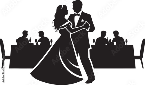 Couple Dancing at Formal Event with Guests Watching