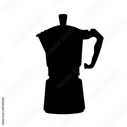 Black moka pot silhouette vector illustration for coffee lovers and kitchen decor design ideas