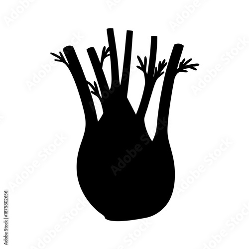 Fennel bulb vegetable silhouette vector illustration healthy eating cooking ingredient anise flavor