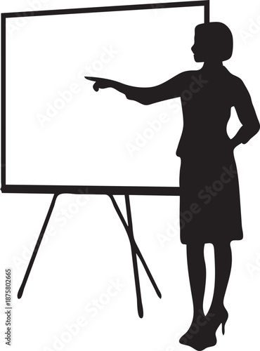 Female Instructor Teaching on Board Silhouette