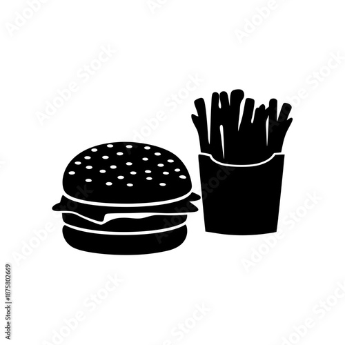 Burger and fries vector illustration perfect for fast food restaurant menu design and icons set