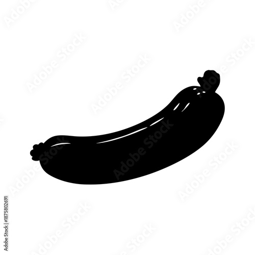 Isolated black sausage vector illustration, meat product, food ingredient, delicatessen icon, bbq grill