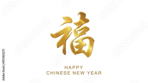 Golden Chinese New Year greeting with elegant calligraphy