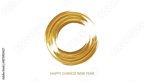 Happy Chinese New Year celebration with golden brush stroke
