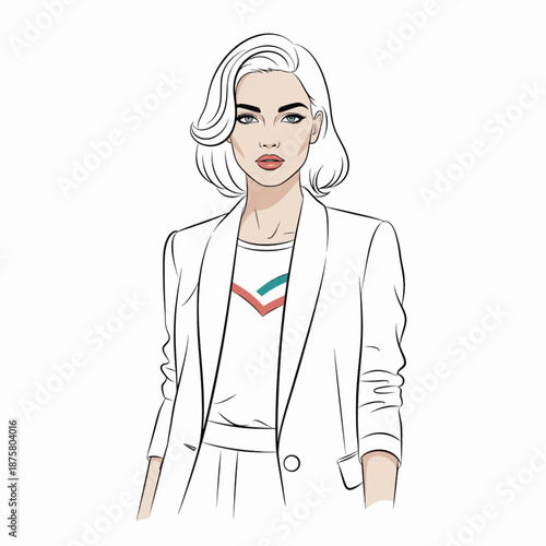 Modern woman in white blazer shorts outfit