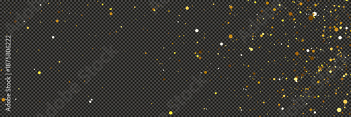 Gold glittering dust with stars on transparent backdrop
