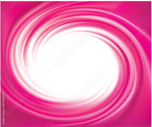 Glossy radial rippled curvy backdrop. Whirl eddy blend cocktail fluid vivid rose color. Syrup surface with space for text in glowing white center. purple jelly of juicy red fruits currant, strawberry