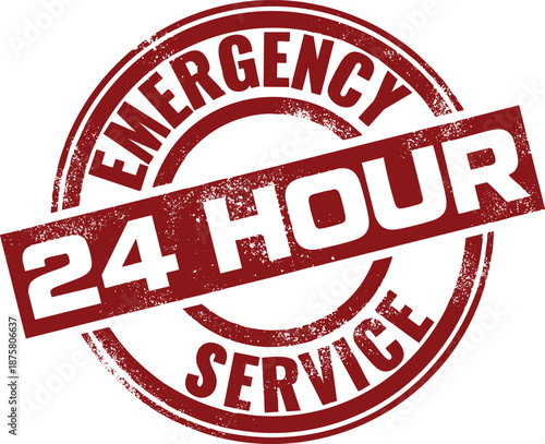 24 Hour Emergency Service Rubber Stamp