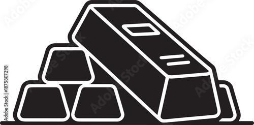 Gold Bars in Simple Illustration Style with Monochromatic Color Scheme on White Background for Finance