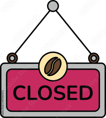 A closed sign for a coffee shop, isolated on white background