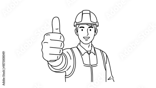 Construction Worker Giving Thumbs Up Gesture.