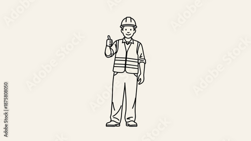 Construction Worker Giving Thumbs Up Gesture.
