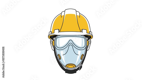 Safety Helmet and Gas Mask Illustration.