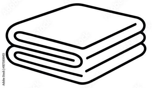 Line art illustration of folded towels depicting a neat stack for laundry or bathroom