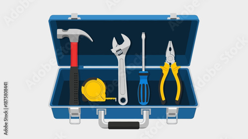 Toolbox with Essential Tools and Equipment Inside.