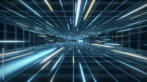 Abstract futuristic digital grid lines and glowing light streaks