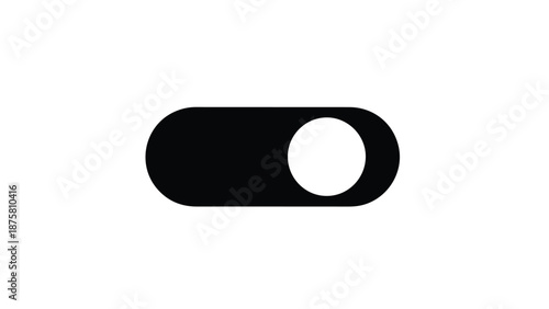 Black toggle switch button on white background, on position, modern design element, electronic control, interface, technology