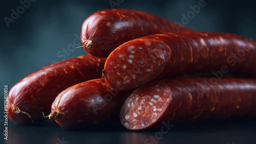 Delicious cured sausage links on a plate.