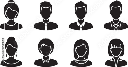 Diverse collection of silhouette avatars representing men and women