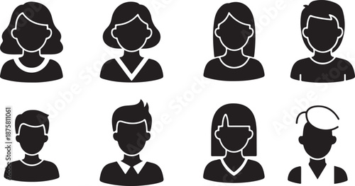 Collection of diverse anonymous user profile icons