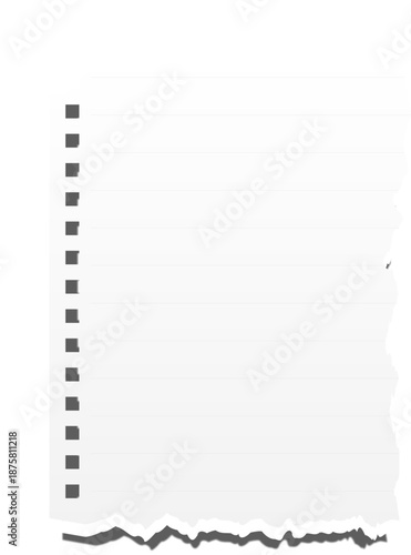 Torn edge paper with perforated line on the side