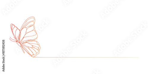 Continuous one line of a butterfly with wings spread, animal world and wildlife, drawn vector illustration.