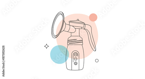 Manual breast pump illustration designed for nursing mothers to express milk efficiently for their newborn baby care.