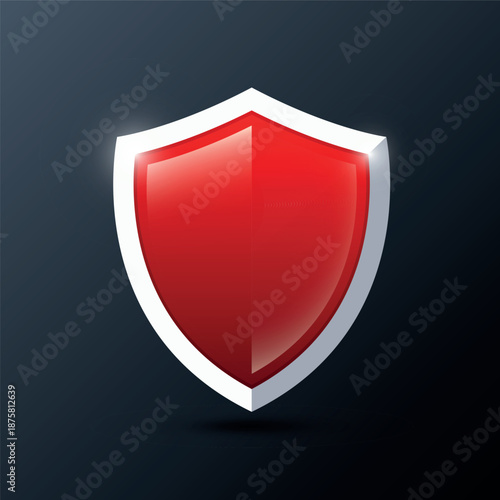 Red ptotection shield logo icon. Vector illustration