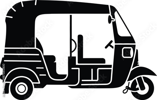 Black and white tuk tuk Vector