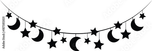 Celestial garland with stars and moons Vector