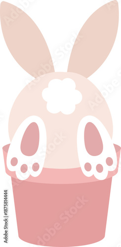 Cute Easter Bunny in Flower Pot Flat Vector Illustration.
Rabbit's Butt Clipart.
Transparent background.
