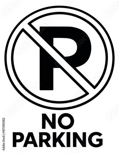 Line art illustration of a traffic sign depicting no parking for road safety