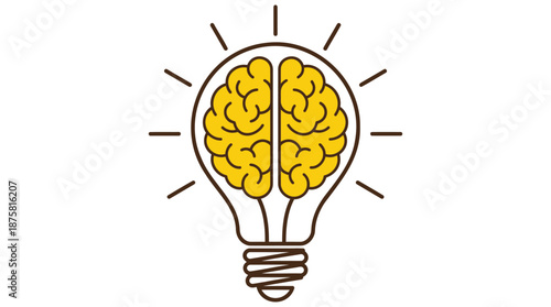 Innovative business idea with brain inside light bulb