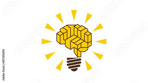 Innovative light bulb with brain made of cubes