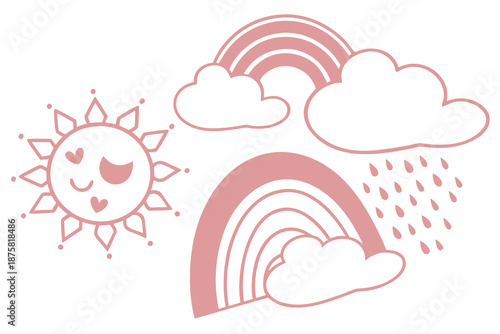 Cute weather elements illustration, vector