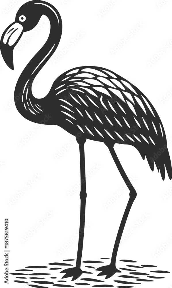 Obraz premium flamingo standing silhouette vector illustration 