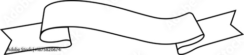 Elegant line ribbon in vintage outline style. Curved flowing band symbol with empty space, ideal for labels, headings, or ornamental design.