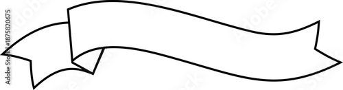 Banner ribbon outlined in thin white strokes. Simple empty decorative element resembling a scroll, suited for classic graphic layouts.