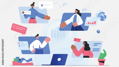 Remote team collaboration with virtual meeting and communication tools