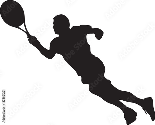Badminton Player Jump Smash Action Silhouette