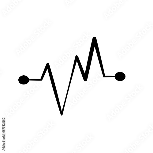 Minimalist Vector Illustration of a Dynamic Fluctuating Line Resembling a Pulse Wave or Electrocardiogram, Symbolizing Health, Vitality, and Data Monitoring