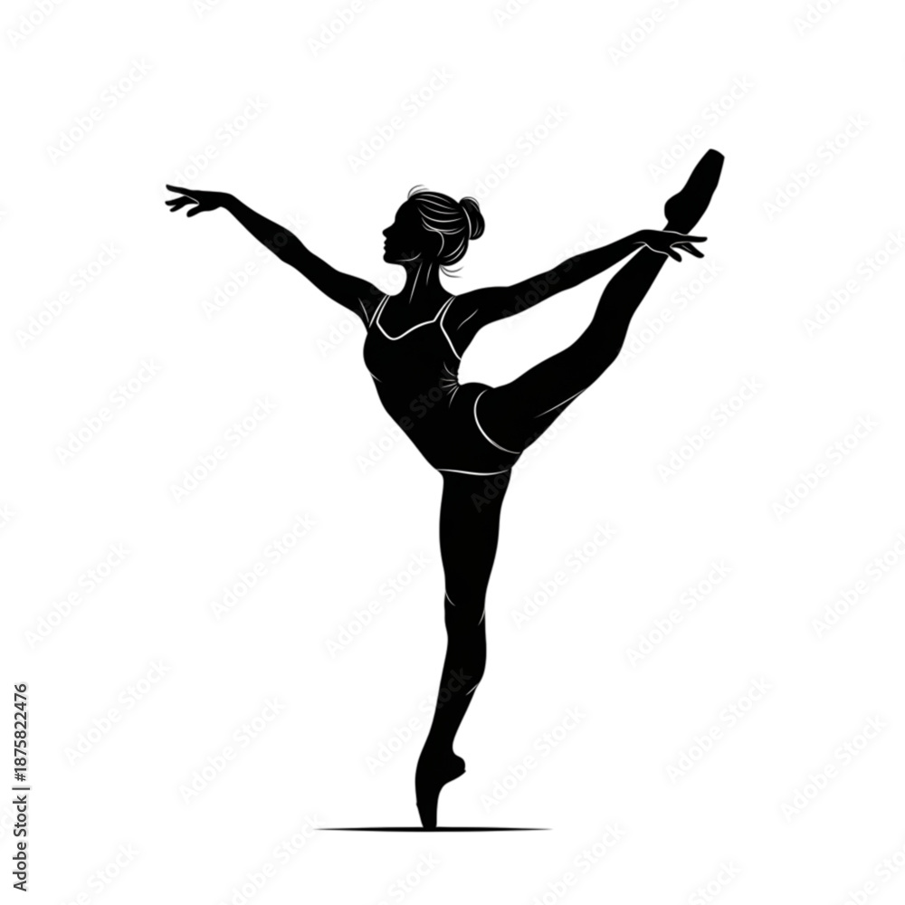 Obraz premium Silhouette of female ballet dancer posing Isolated On Transparent Background.